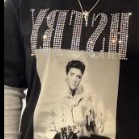 NWT Hstry By NAS ELVIS Black Short Sleeve Graphic Rhinestone Tee Shirt -Size XXL - Picture 5 of 6